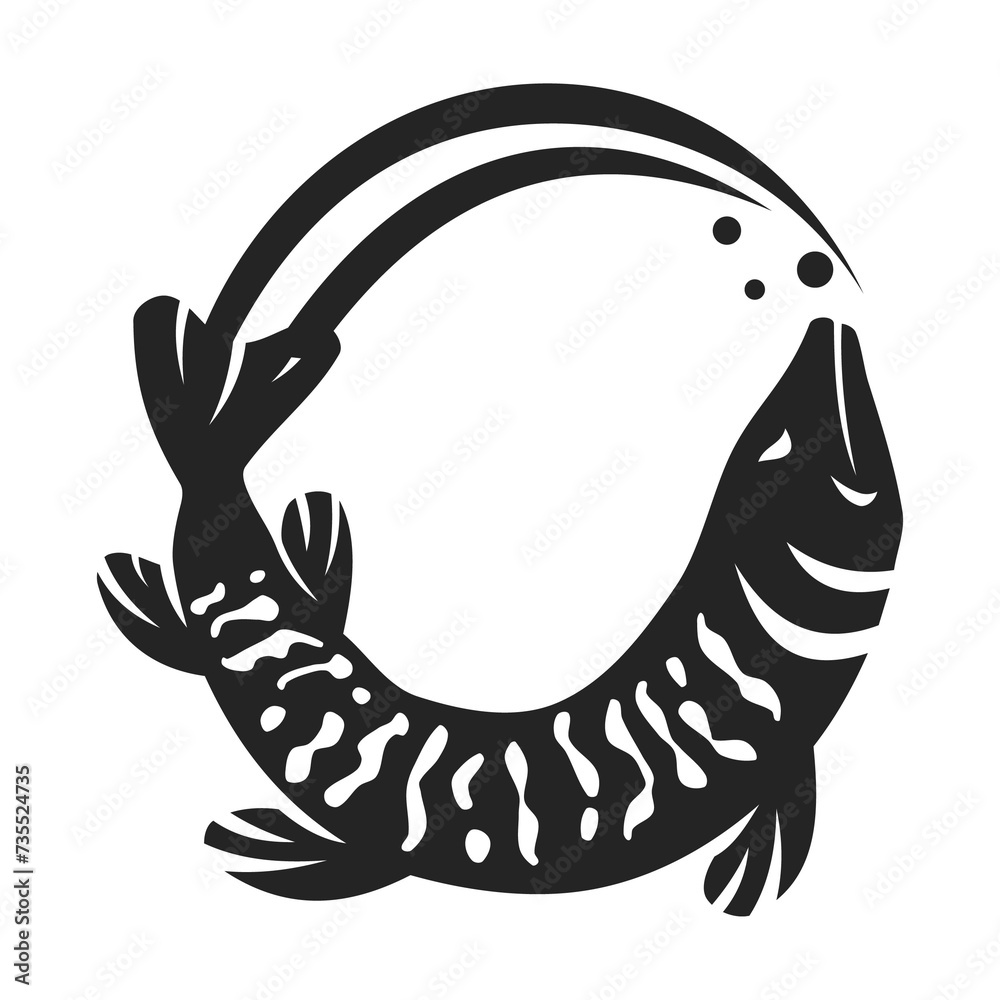 Muskellunge Fish Logo template Isolated. Brand Identity. Icon Abstract Vector graphic