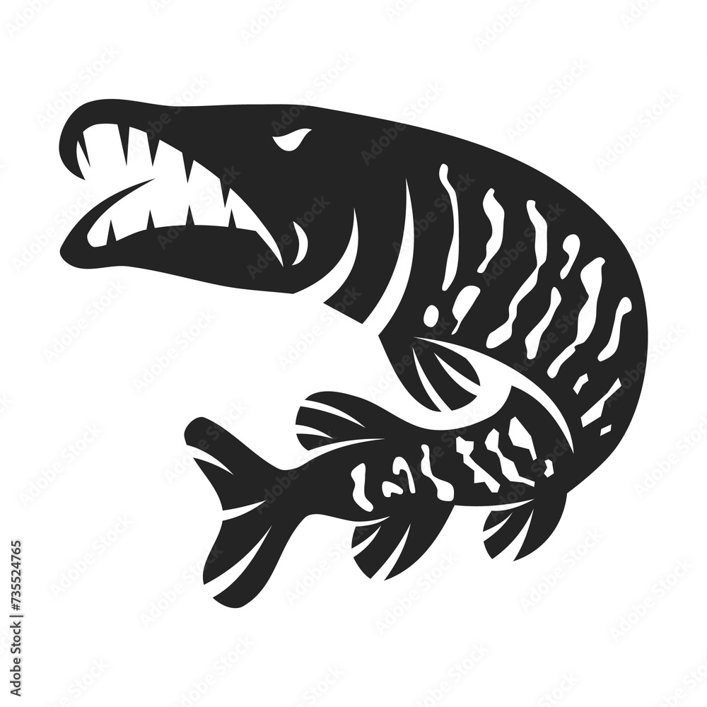 Muskellunge Fish Logo template Isolated. Brand Identity. Icon Abstract Vector graphic