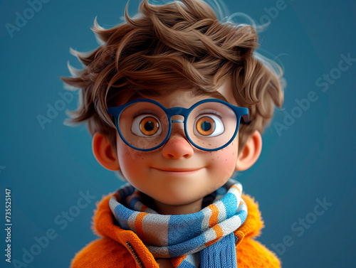 Happy 3D student boy on gray background.. Generative AI