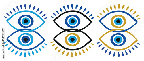 Signs of protection against the evil eye. Turkish amulet. Eyes of Fatima. Islamic, Arabic or Turkish amulet. Gradient icon. Set of nazars. vector illustration.