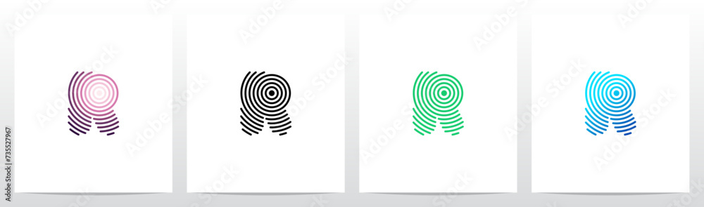Concentric Circles Ripples Signal Letter Logo Design R - obrazy, fototapety, plakaty 