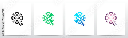 Concentric Circles Ripples Signal Letter Logo Design Q