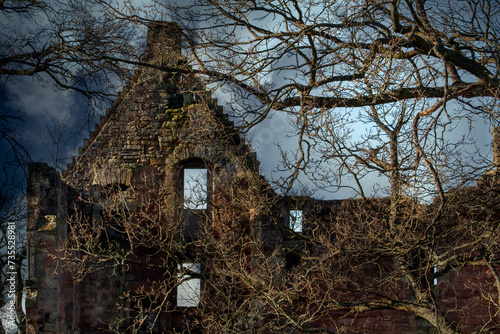 Gilbertfield Castle is a ruined 17th-century castle in South Lanarkshire, Scotland. UK. It is located on the north slope of Dechmont Hill, just outside Cambuslang, to the south-east of Glasgow.  photo