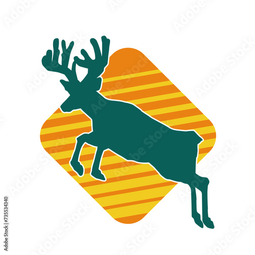 Silhouette of a deer wild forest animal with antlers.