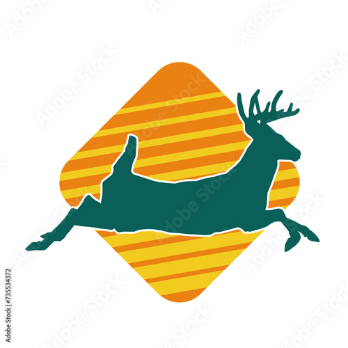 Silhouette of a deer wild forest animal with antlers.