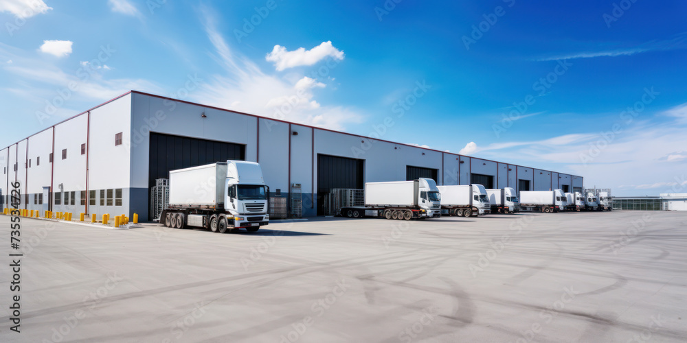Naklejka premium Busy Cargo Transportation at Industrial Shipping Dock