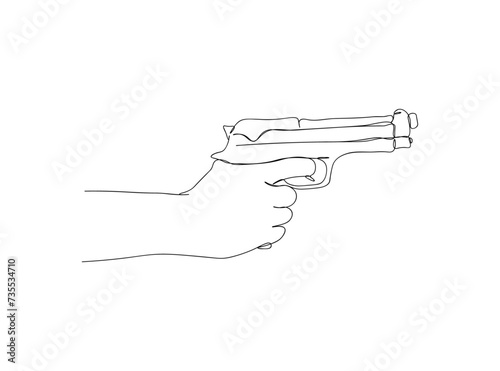 Gun with Hand Single Line Drawing Ai, EPS, SVG, PNG, JPG zip file