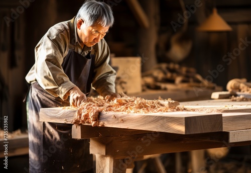 Man Working on Wood Project
