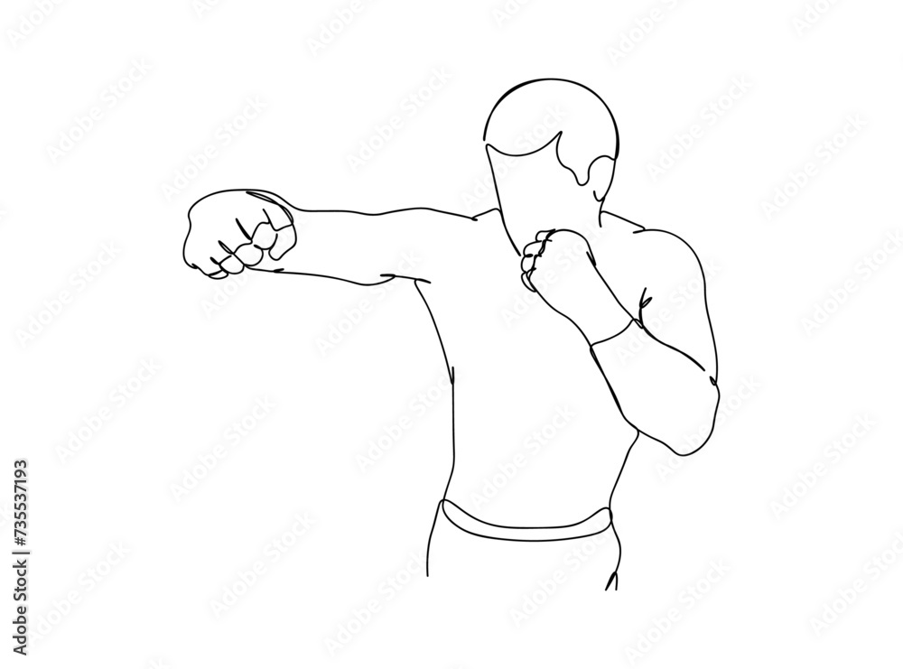 Boxing Player Single Line Drawing Ai, EPS, SVG, PNG, JPG zip file