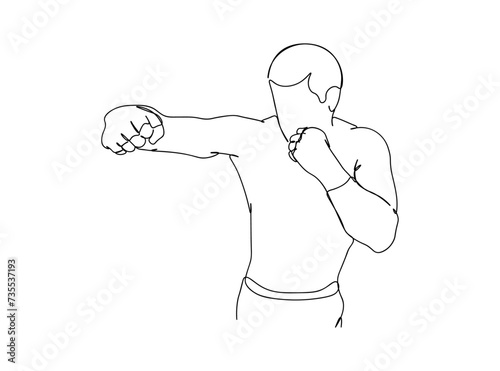 Boxing Player Single Line Drawing Ai, EPS, SVG, PNG, JPG zip file