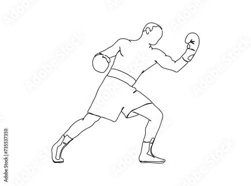 Boxing Player Single Line Drawing Ai, EPS, SVG, PNG, JPG zip file
