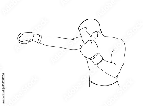 Boxing Player Single Line Drawing Ai, EPS, SVG, PNG, JPG zip file