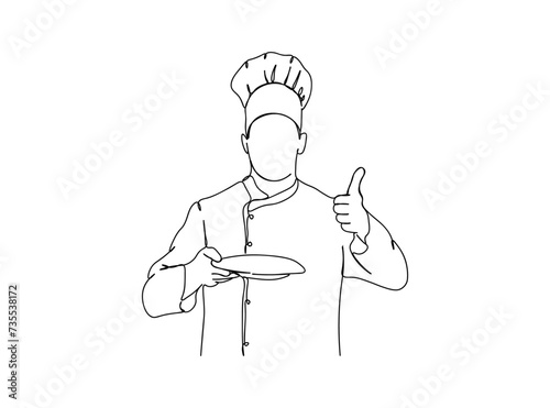 Chef Single Line Drawing Ai, EPS, SVG, PNG, JPG zip file