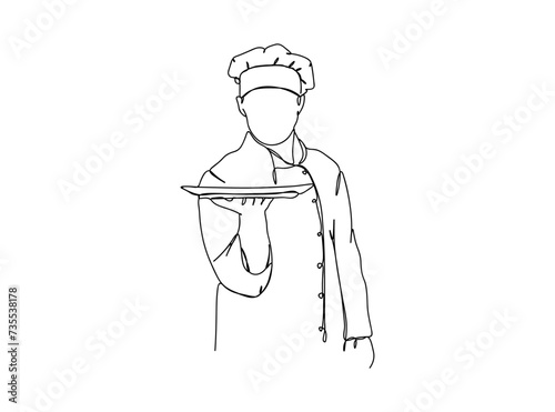 Chef Single Line Drawing Ai, EPS, SVG, PNG, JPG zip file