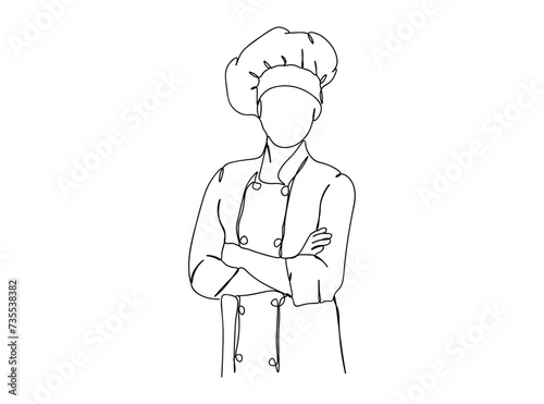 Chef Single Line Drawing Ai, EPS, SVG, PNG, JPG zip file
