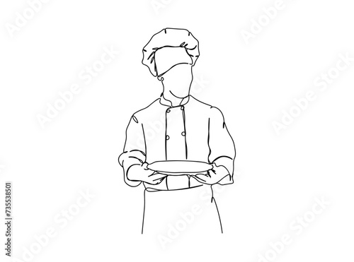 Chef Single Line Drawing Ai, EPS, SVG, PNG, JPG zip file