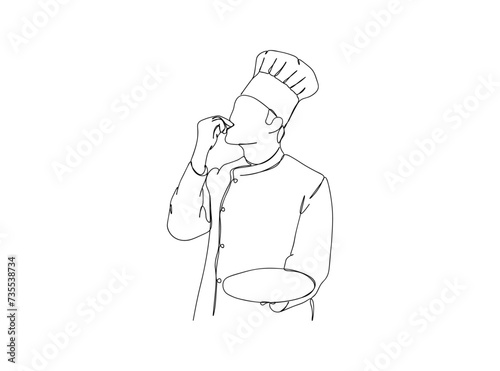 Chef Single Line Drawing Ai, EPS, SVG, PNG, JPG zip file