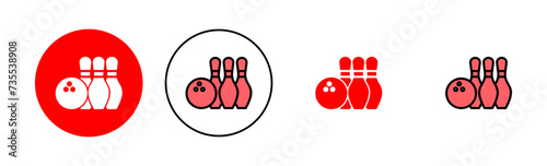 Bowling icon set illustration. bowling ball and pin sign and symbol.