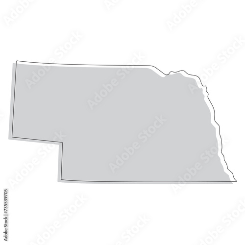Nebraska state map. Map of the U.S. state of Nebraska.