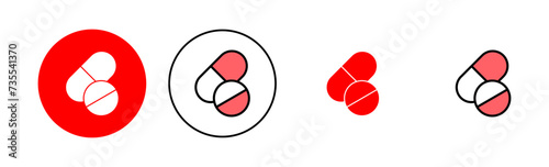 Pills icon set illustration. capsule icon. Drug sign and symbol