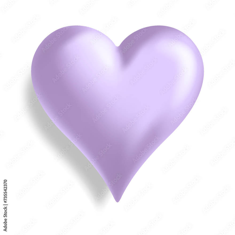A classic violet heart on white backdrop, the universal symbol of love, is a popular design element for Valentines Day greeting cards