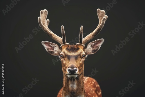 deer portrait on black background, highly detailed - generative ai © Nia™