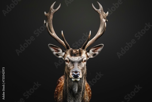 deer portrait on black background, highly detailed - generative ai © Nia™
