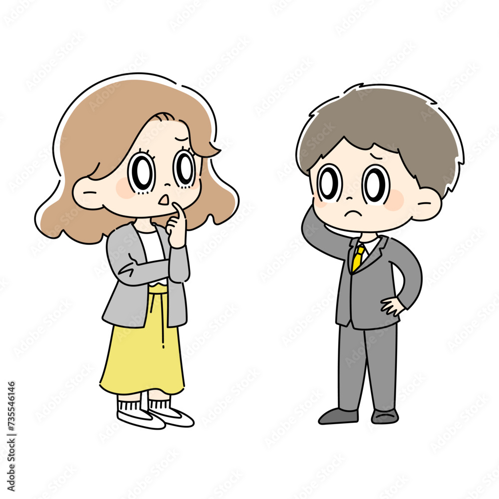 困っている働く男女