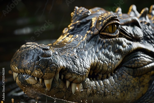 crocodile on black background  highly detailed - generative ai