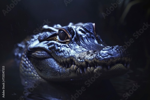 crocodile on black background, highly detailed - generative ai