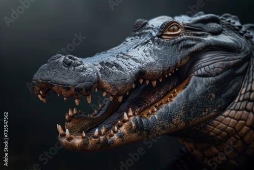 crocodile on black background, highly detailed - generative ai