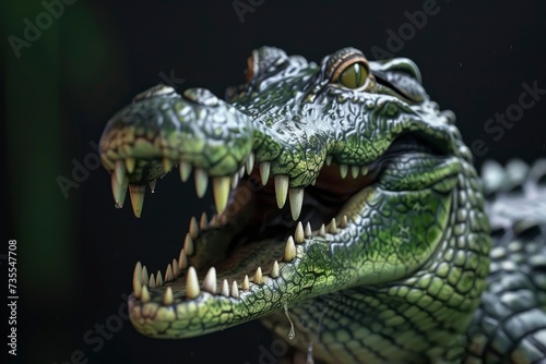 crocodile on black background  highly detailed - generative ai