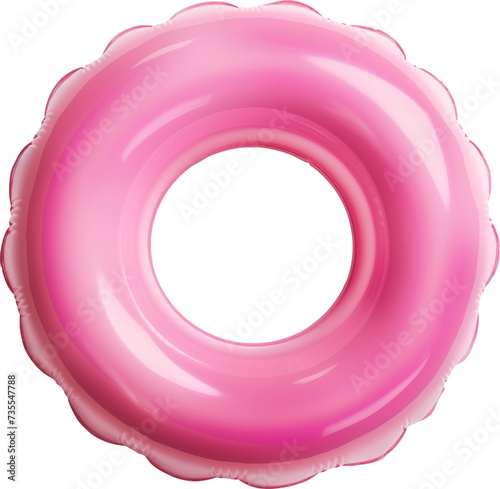 Top view of a pink swimming tube isolated.