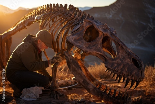 Enthusiastic Researcher: Unlocking the Puzzles of Ancient Life in the Fossil Beds Under the Bright Afternoon Sunlight