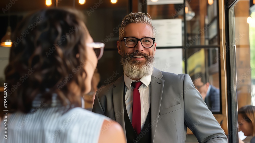 Businessman Engaged in a Productive Conversation with a Client, Generative AI Businessman Engaged in a Productive Conversation with a Client, Generative AI
