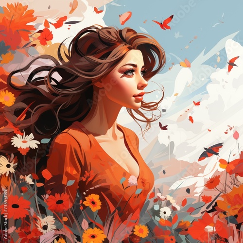 Women s Day a painting of a woman with flowers illustration
