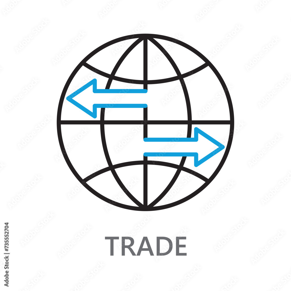 Trade, line vector icon on white background. Editable linear style stroke. Trade, line vector icon on white background. Editable linear style stroke.