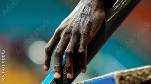 Tight Grip: Athlete's Hands Holding Podium Edge AI Generated