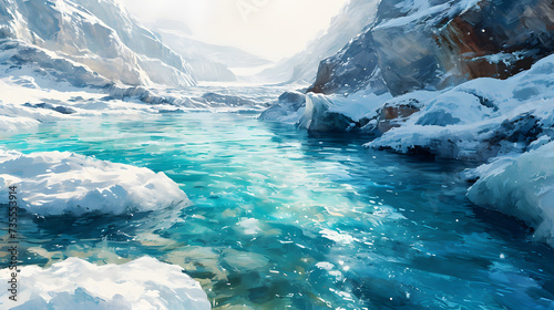 illustration with the drawing of a Glacial Lake photo