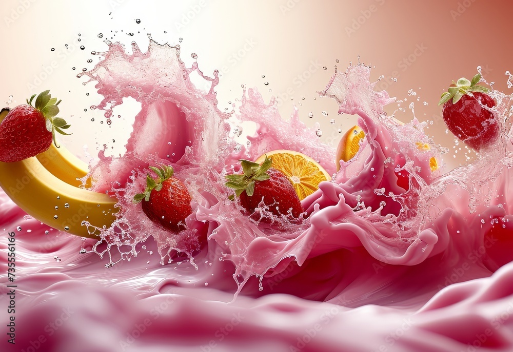 Fruits Splash in Pink Liquid