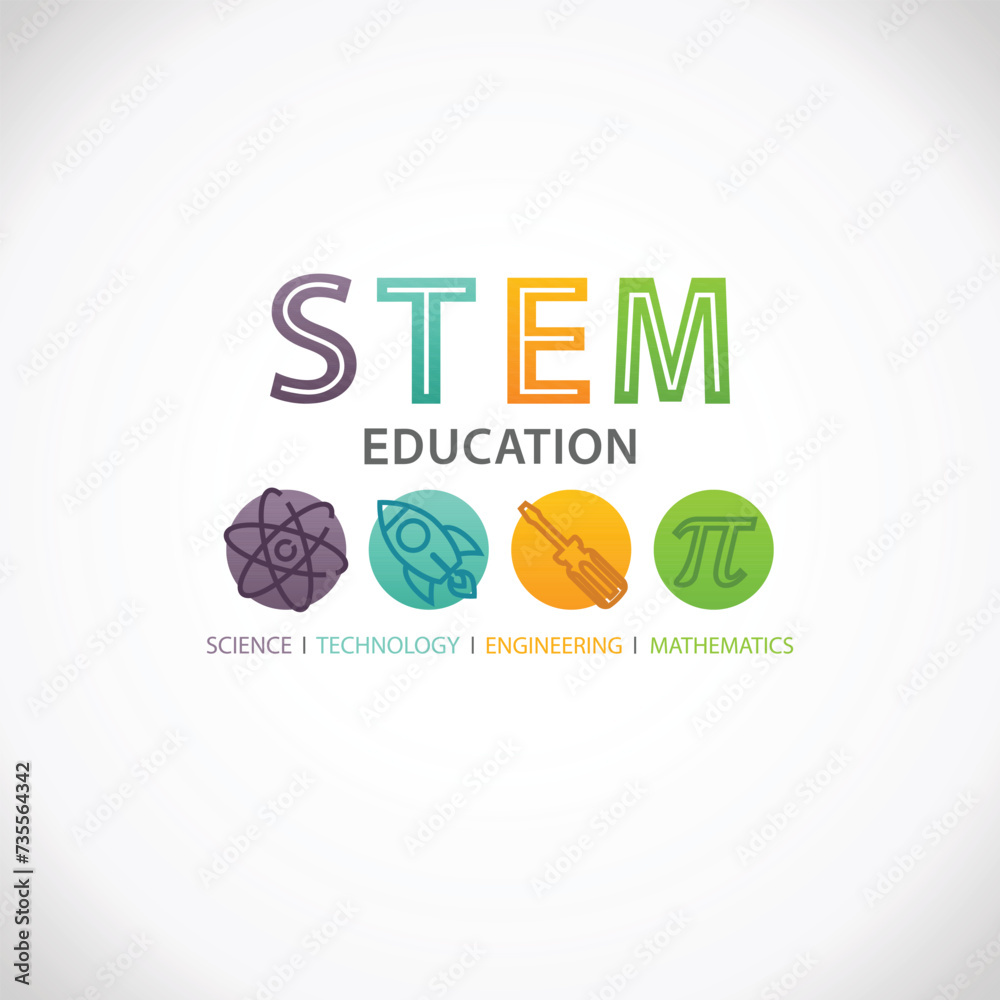 STEM Education Concept Logo. Science Technology Engineering Mathematics.