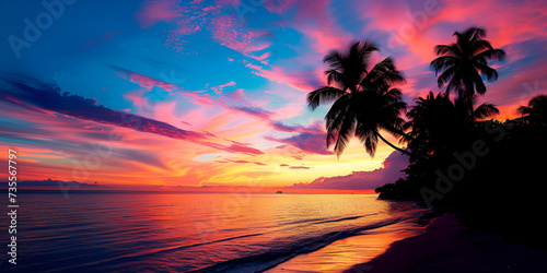 Where Dreams Meet Sunset  Palm Silhouettes on a Tropical Canvas