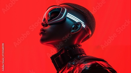 Futuristic Eyewear in Red Neon Glow