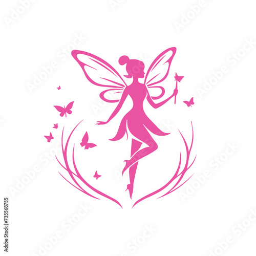 vector flat design fairy silhouette illustration