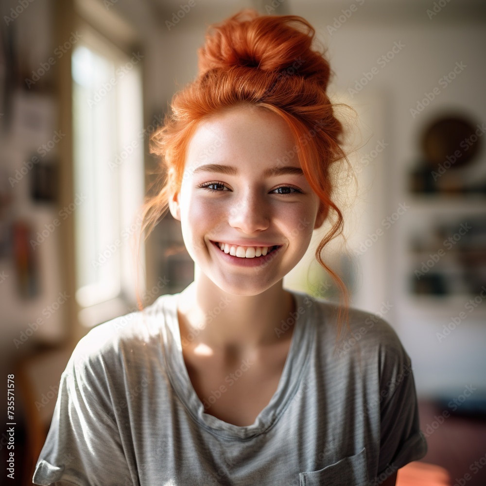 Portrait of an attractive young woman smiling to camera 