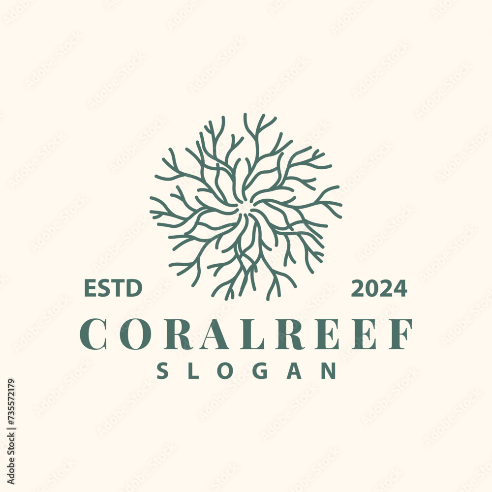 Coral reef logo vector silhouette sea fish habitat simple beautiful sea plants Coral reef logo vector silhouette sea fish habitat simple beautiful sea plants