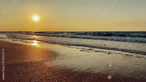 Wallpaper Mural Sunset on the beach in Golubitskaya. Beautiful sunset on the background of the sea. Sunset landscape, amazing light of nature. The background of the nature environment.The Sea of Azov. Golubitskaya 4К Torontodigital.ca