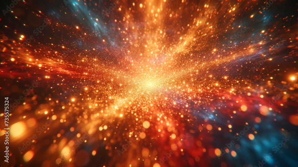 Closeup of blurred fireworks displaying a burst of colors and lights in a single frame. Closeup of blurred fireworks displaying a burst of colors and lights in a single frame.
