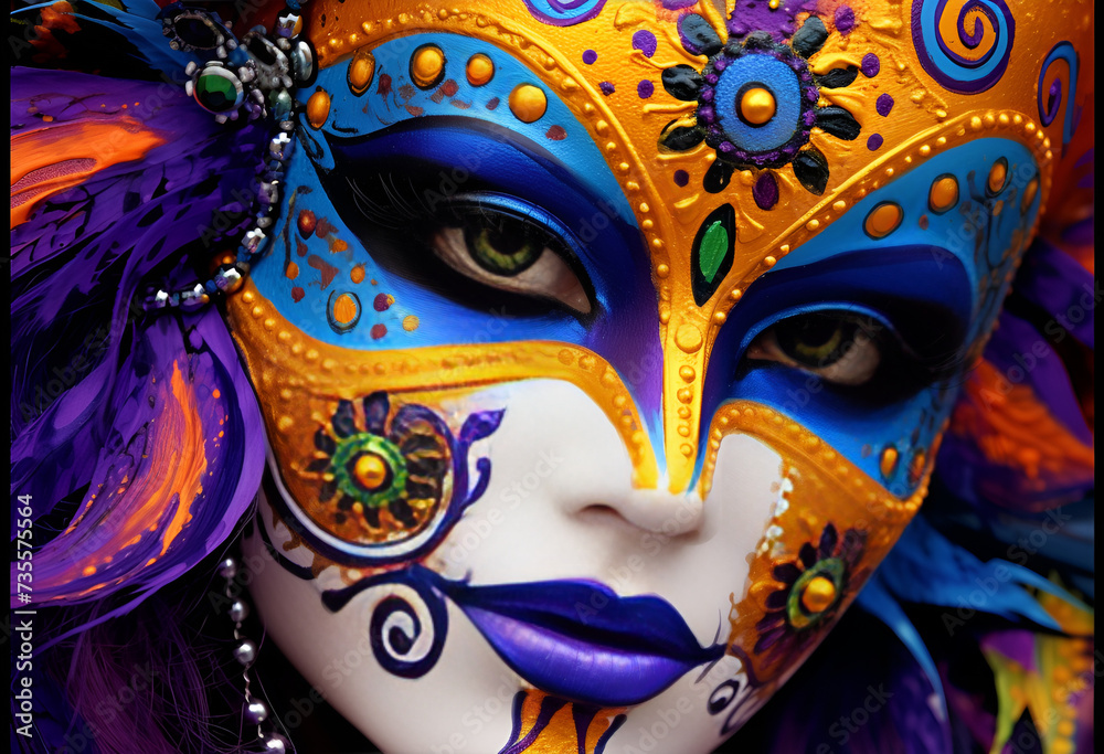Woman's face with carnival makeup.
