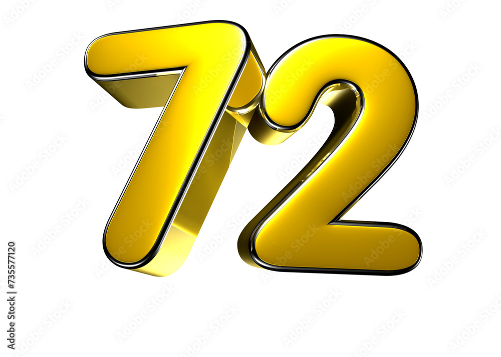 72 gold 3D illustration. Advertising signs. Product design. Product sales. Product code 72 gold 3D illustration. Advertising signs. Product design. Product sales. Product code